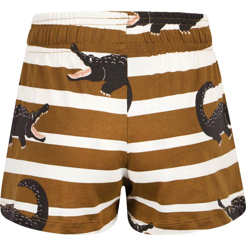 商品Mini Rodini|Crocodiles striped organic shorts in brown and white,价格¥244,第4张图片详细描述
