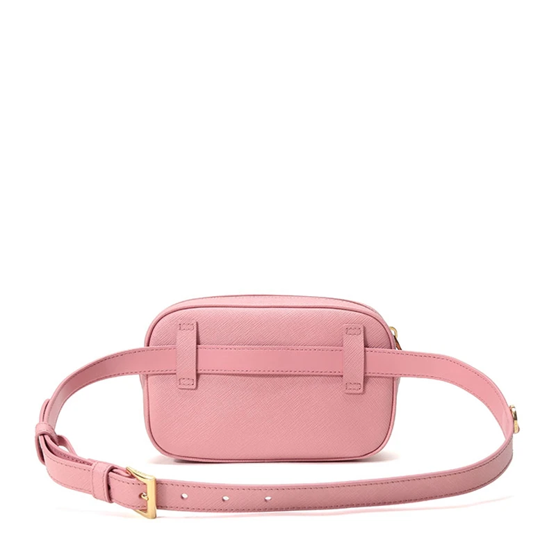 Prada 普拉达 女士花瓣粉皮革腰包单肩斜挎包链条包 1BL007-NZV-F0442 商品