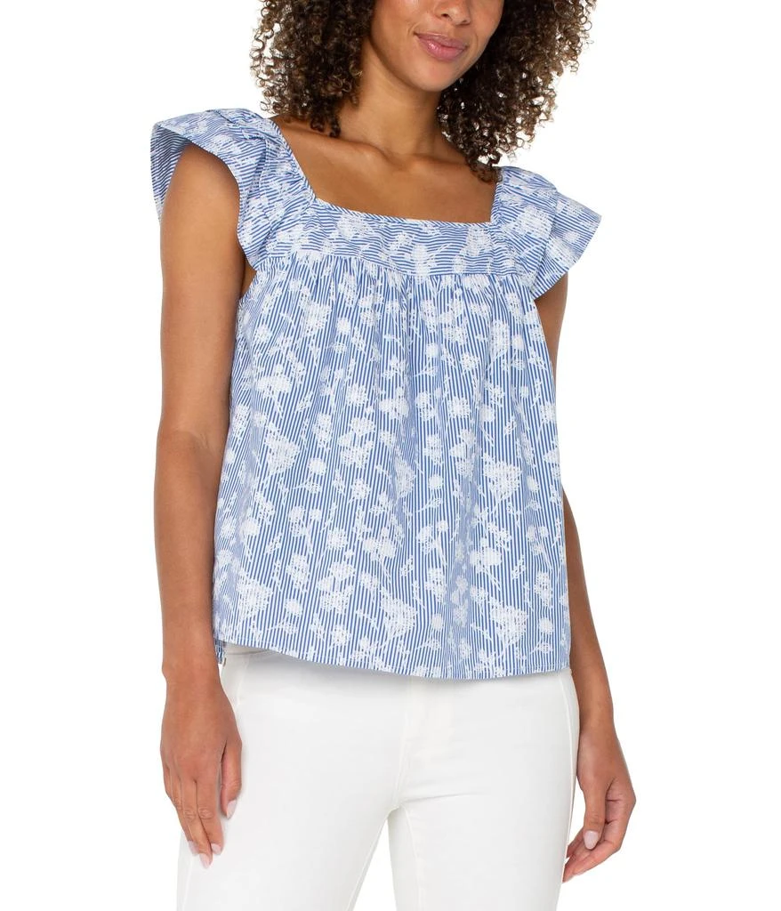 商品Liverpool Los Angeles|Short Sleeve Square Neck Woven Blouse,价格¥382,第1张图片
