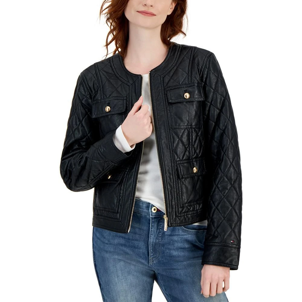 商品Tommy Hilfiger|Women's Quilted Faux-Leather Jacket,价格¥738,第1张图片