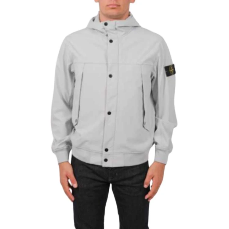 商品[国内直发] Stone Island|石头岛 SS24 SOFT SHELL软壳系列 纯色单排扣休闲连帽夹克 男款 天空蓝色,价格¥6089,第5张图片详细描述