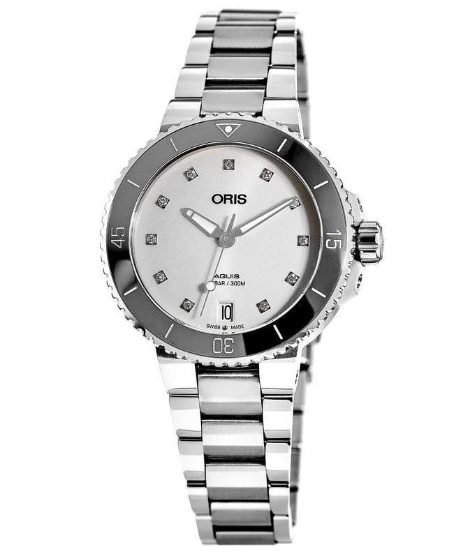 商品Oris|Oris Aquis Date Diamonds Stainless Steel Women's Watch 01 733 7731 4191-07 8 18 05P,价格¥15090,第1张图片