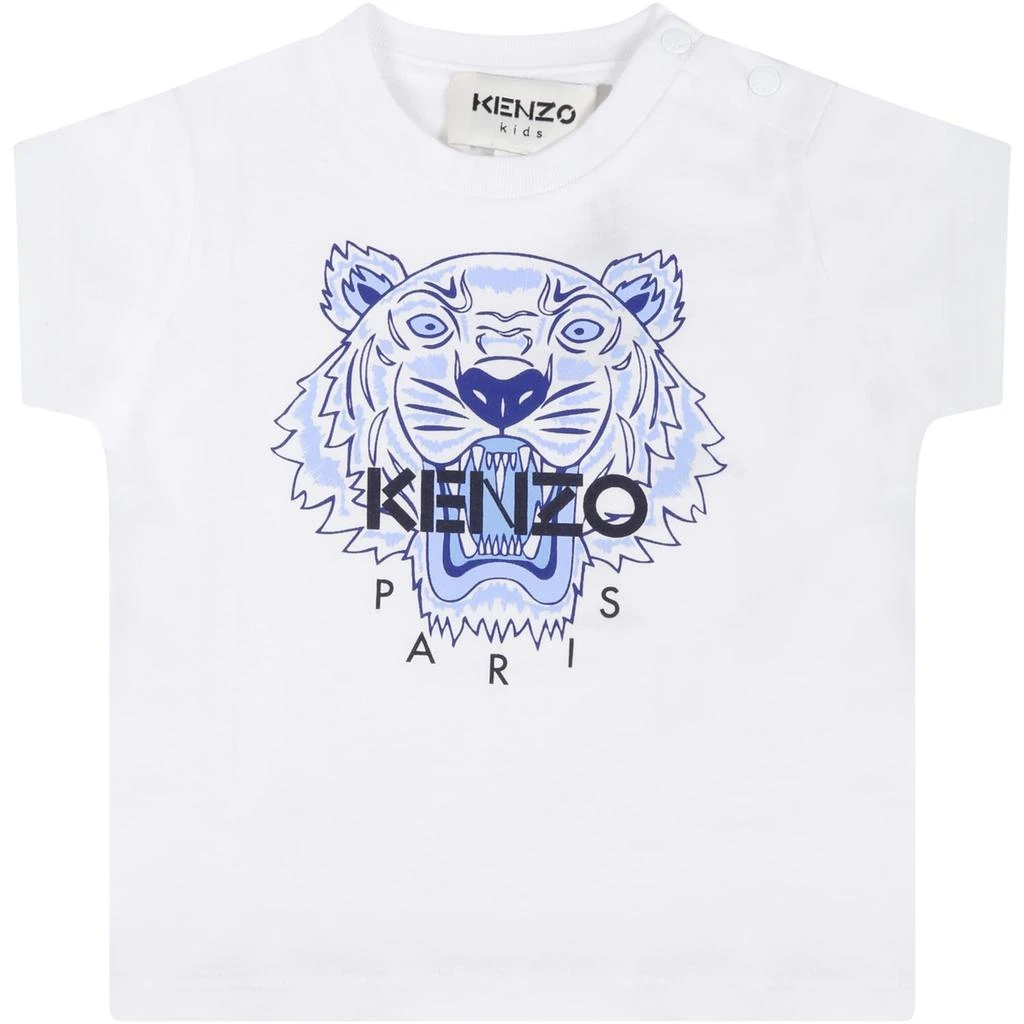 商品Kenzo|Kenzo Kids White T-shirt For Babykids With Blue Tiger,价格¥627,第1张图片
