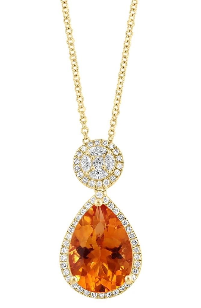 商品Effy|14K Gold Citrine Diamond Pendant Necklace,价格¥9709,第1张图片