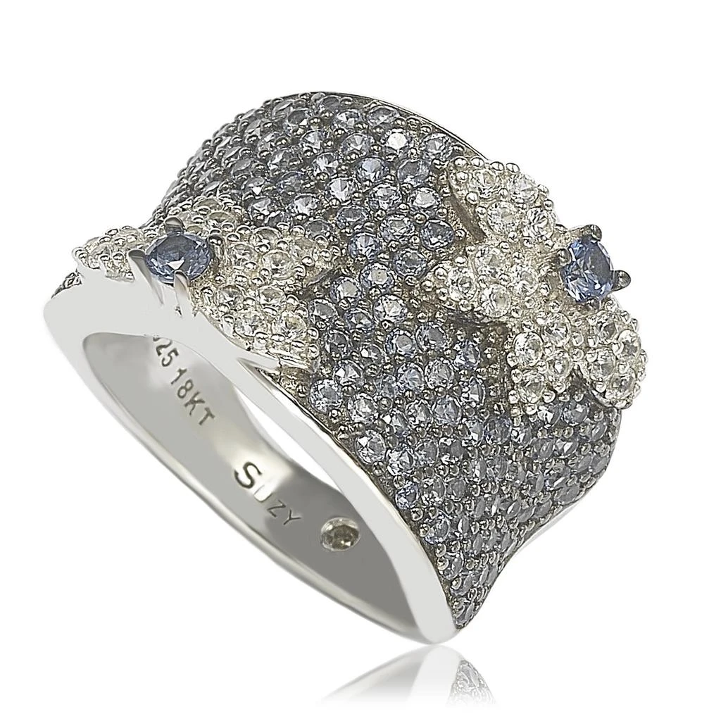 商品Suzy Levian|Sapphire & Diamond Accent Sterling Silver Floral Ring,价格¥1929,第1张图片