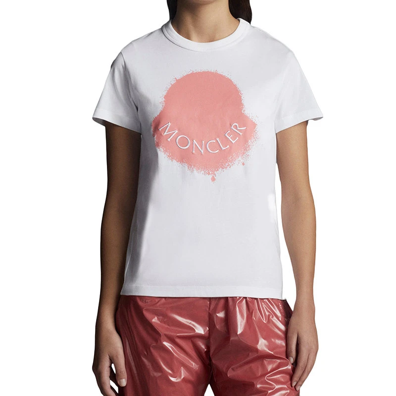商品Moncler|【预售3-7�天】Moncler/蒙克莱 22年秋冬新款 女士光学白色纯棉徽标图案印纹短袖T恤H10938C00014829HP001,价格¥1846,第5张图片详细描述