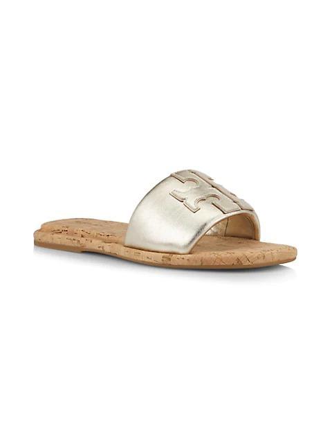 商品Tory Burch|Double T Metallic Leather Sport Slides,价格¥1459,第4张图片详细描述