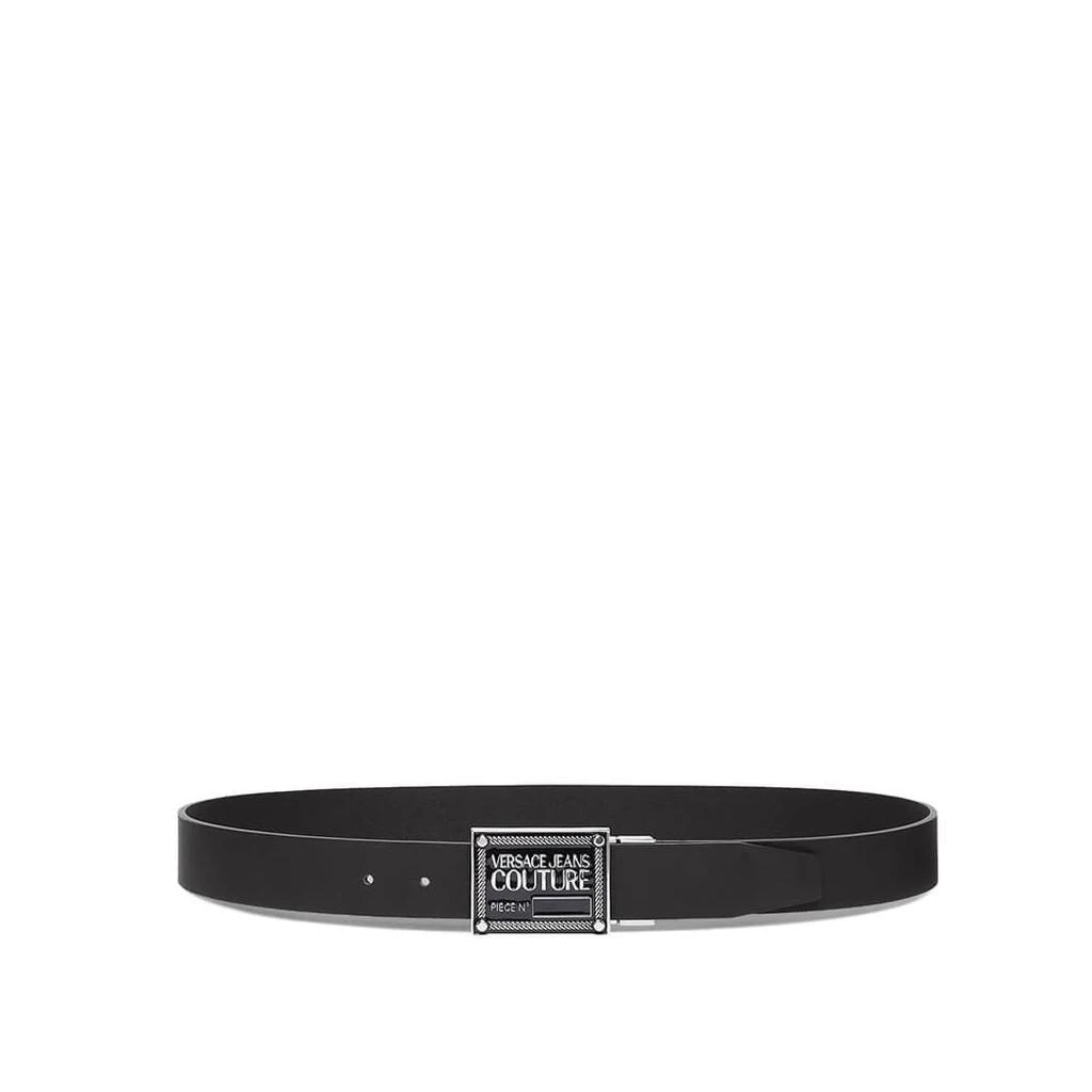 商品Versace|VERSACE JEANS COUTURE BLACK REVERSIBLE LOGO BELT,价格¥1007,第1张图片
