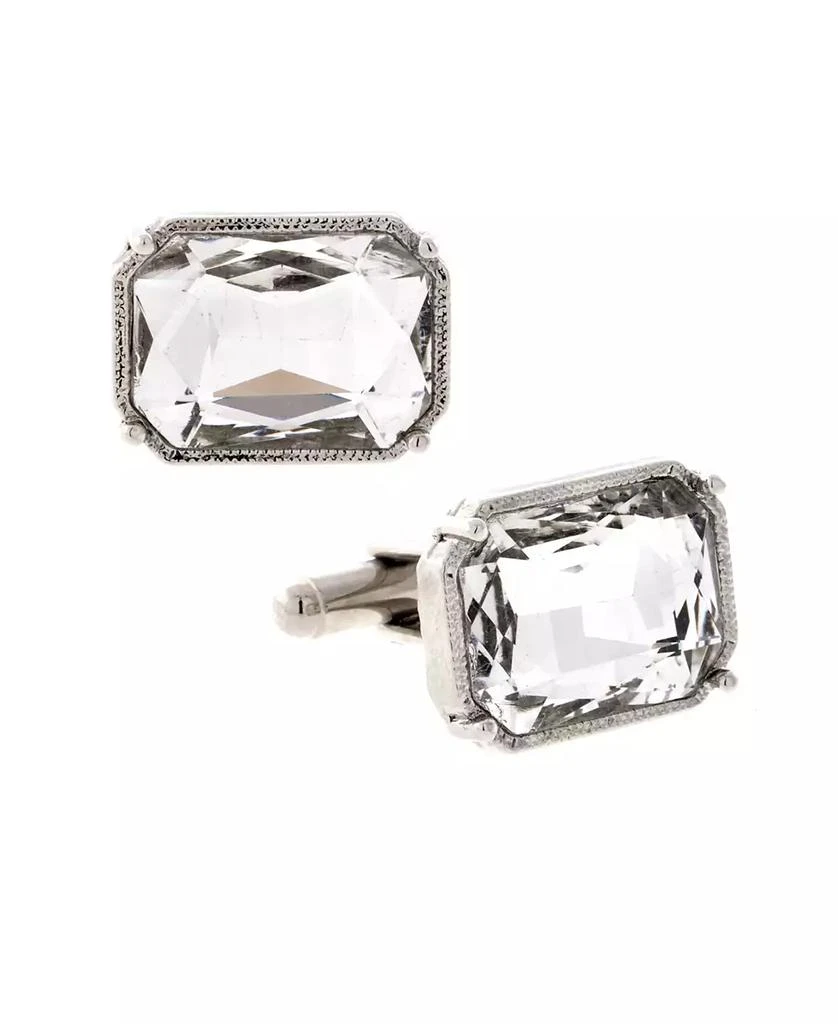 商品1928|Jewelry Silver-Tone Rectangle Crystal Cufflinks,价格¥418,第1张图片