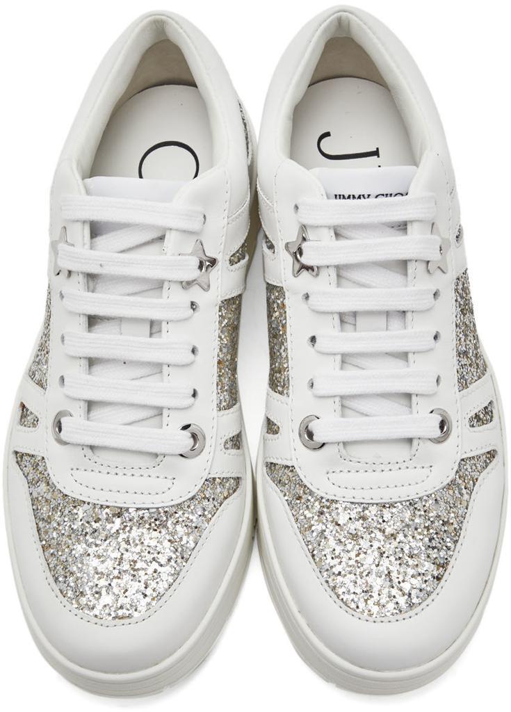 商品Jimmy Choo|White & Silver Calfskin Hawaii/F Sneakers,价格¥4436,第7张图片详细描述