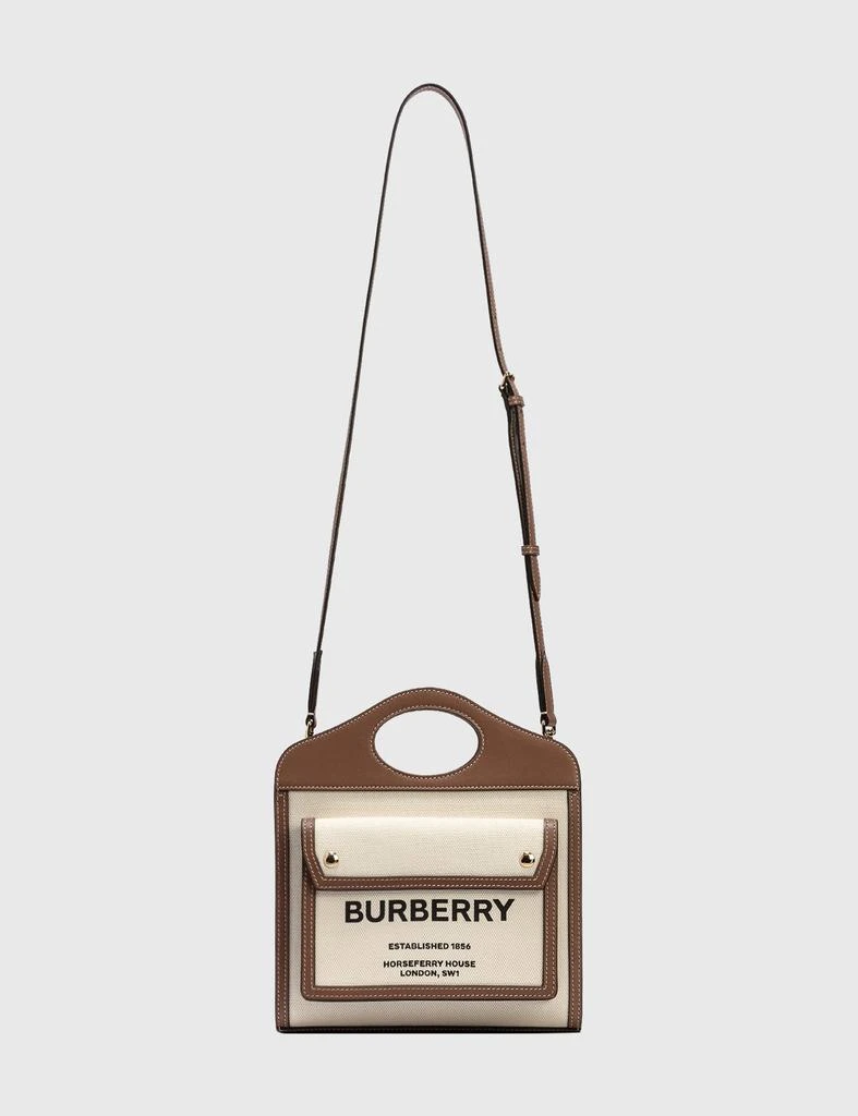 商品Burberry|Mini Two-tone Canvas and Leather Pocket Bag,价格¥10442,第4张图片详细描述