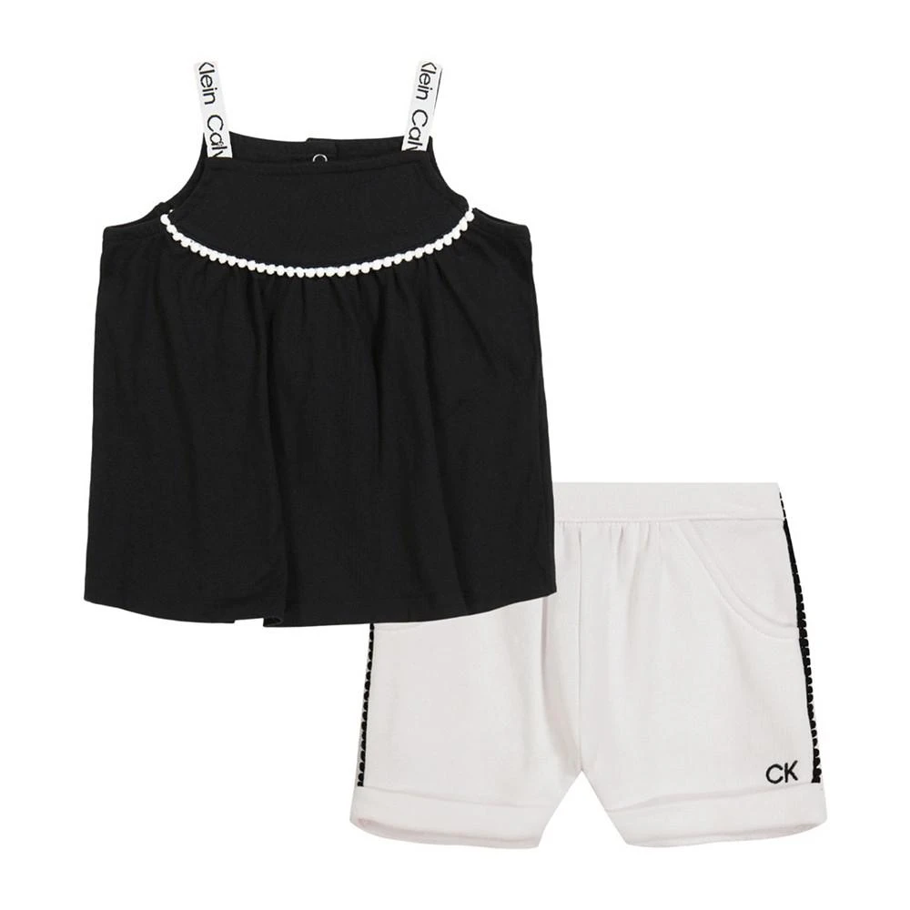 商品Calvin Klein|Baby Girls Tank Top and French Terry Shorts, 2 Piece Set,价格¥111,第1张图片