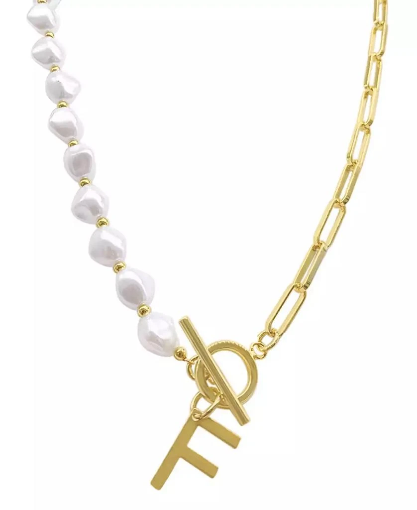 商品ADORNIA|14k Gold-Plated Paperclip Chain & Mother-of-Pearl Initial F 17" Pendant Necklace,价格¥187,第1张图片