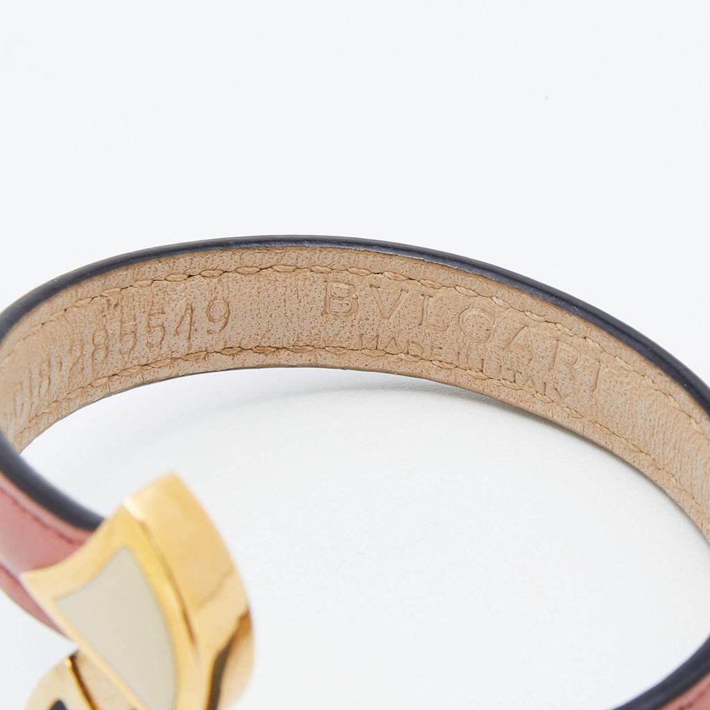 Bvlgari Divas' Dream Enamel Pink Leather Open Cuff Bracelet商品第4张图片规格展示