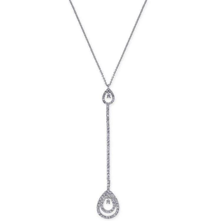 商品INC International|I.N.C. Silver-Tone Pavé Double Teardrop Lariat Necklace, Created for Macy's,价格¥75,第1张图片
