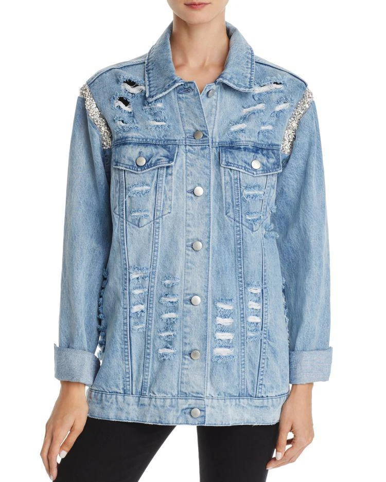 商品AQUA|Embellished & Destroyed Denim Jacket - 100% Exclusive,价格¥424,第3张图片详细描述