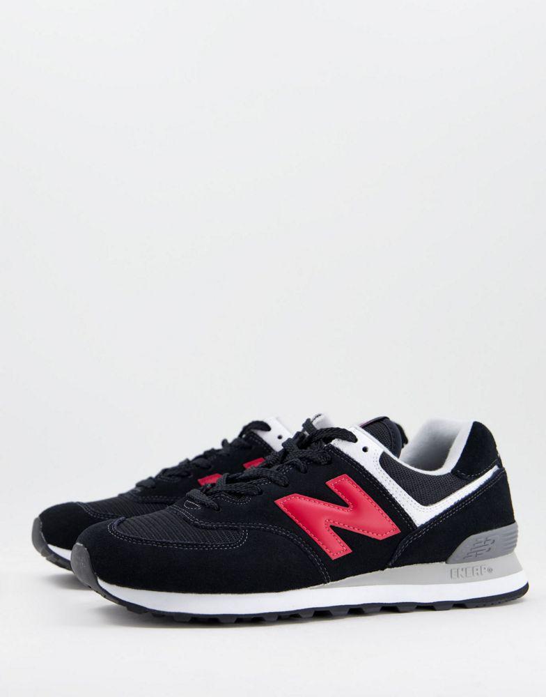 New Balance 574 trainers in black and red商品第1张图片规格展示