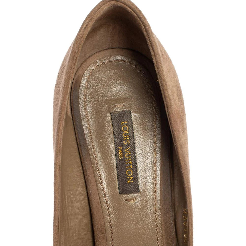Louis Vuitton Beige Suede Catania Peep Toe Platform Pumps Size 38 商品