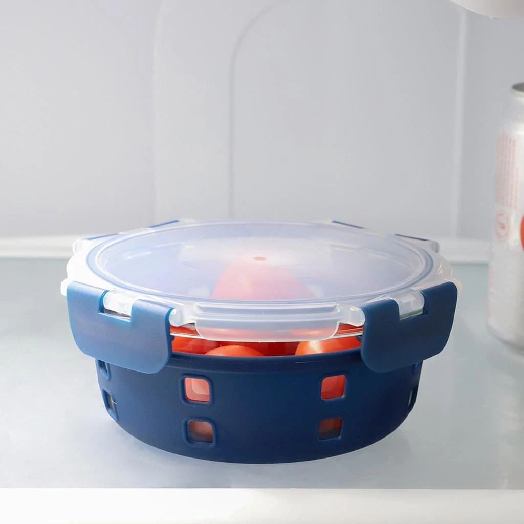 商品Michael Graves Design|Michael Graves Design Round 21 Ounce High Borosilicate Glass Food Storage Container with Plastic Lid, Indigo,价格¥123,第2张图片详细描述