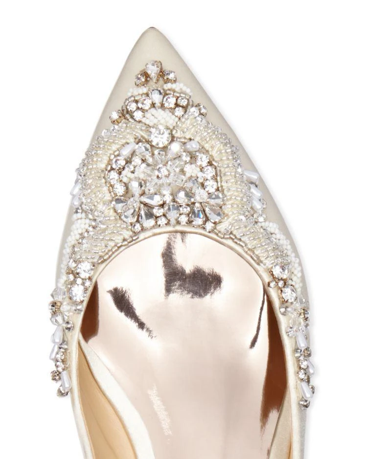 商品Badgley Mischka|Malena Satin Embellished Pointed Toe Flats ,价格¥583,第5张图片详细描述
