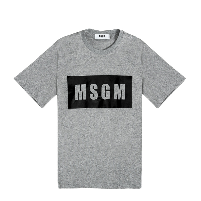 MSGM 男士圆领混纺灰色棉质短袖T恤 2440MM67-184296-96商品第1张图片规格展示