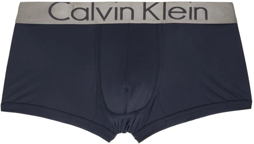 商品Calvin Klein|Three-Pack Blue & Black Microfibre Low Rise Trunk Boxers,价格¥265,第2张图片详细描述