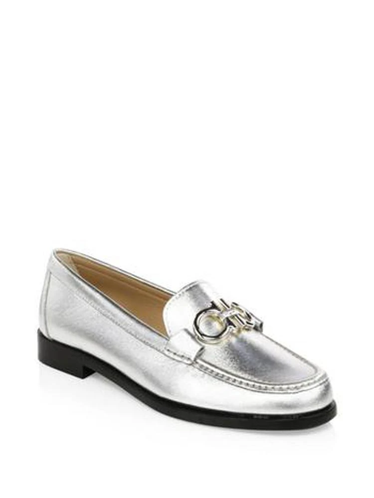 商品Salvatore Ferragamo|Rolo Metallic Leather Loafers,价格¥2262,第1张图片