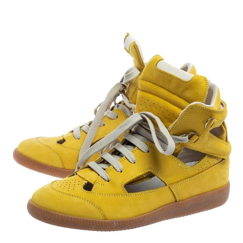 商品[二手商品] MAISON MARGIELA|Maison Martin Margiela Yellow Nubuck Leather High Top Sneakers Size 39,价格¥1070,第4张图片详细描述