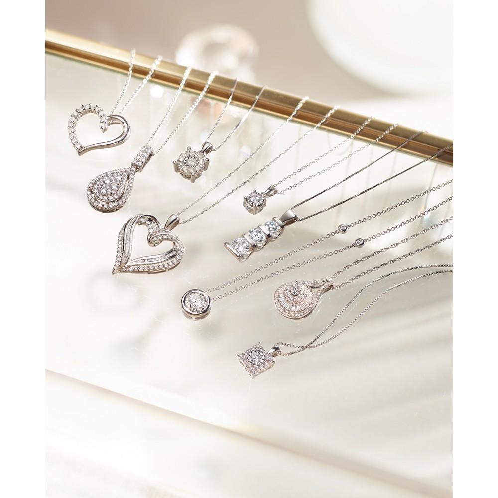 商品Macy's|Diamond Heart Pendant Necklace (1/2 ct. t.w.) in Sterling Silver, 16 inches + 2 inch extender,价格¥2757,第7张图片详细描述