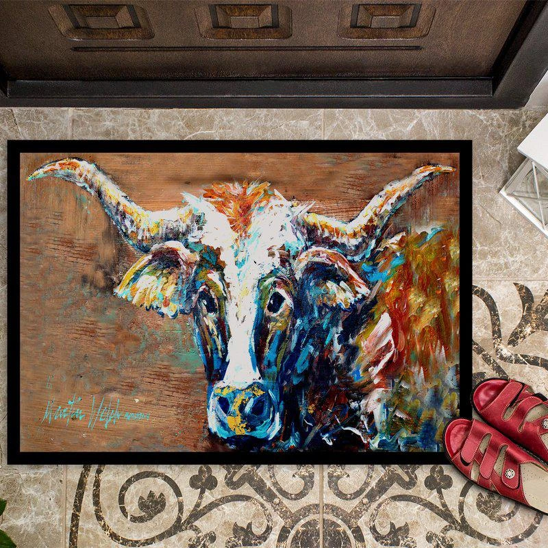 商品Caroline's Treasures|24 in x 36 in On the Loose Brown Cow Door Mat Indoor/Outdoor,价格¥310,第2张图片详细描述