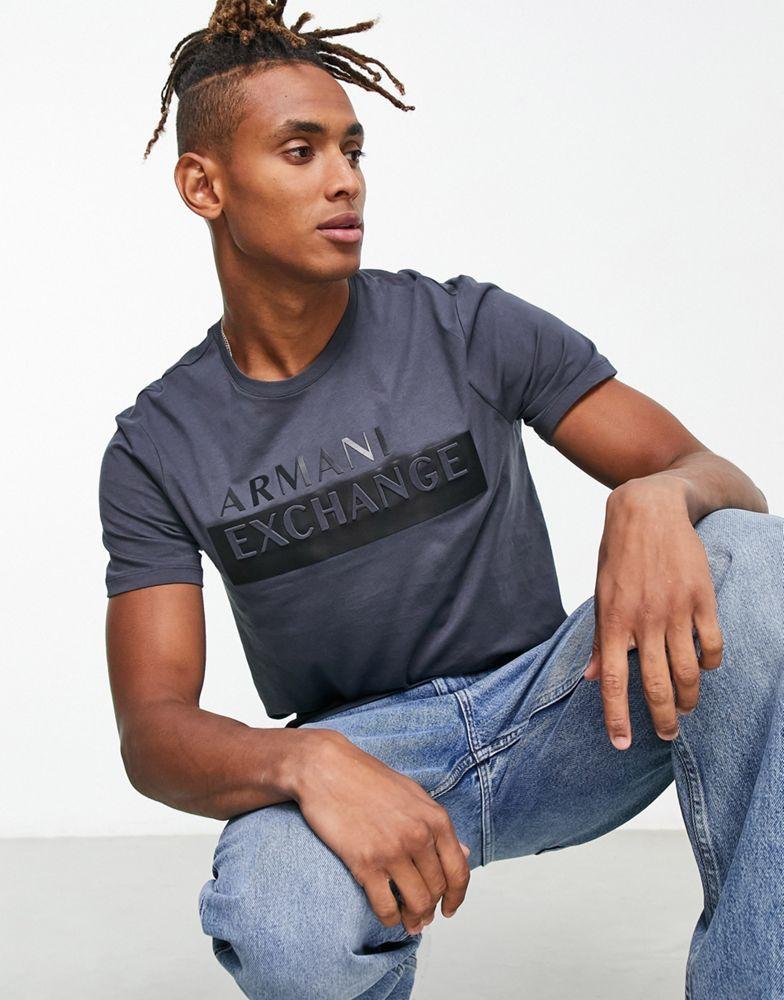 Armani Exchange logo t-shirt in grey商品第1张图片规格展示