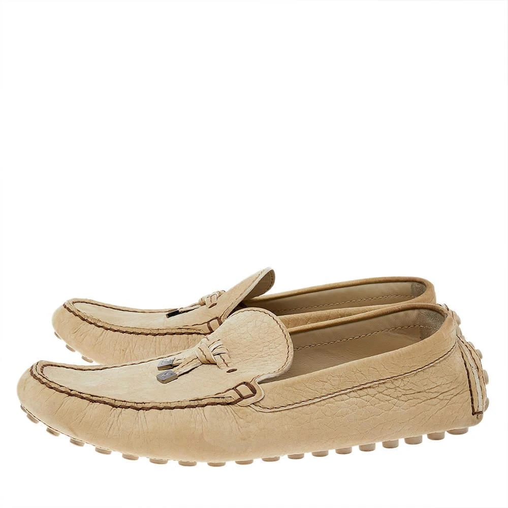商品[二手商品] Louis Vuitton|Louis Vuitton Light Yellow Leather Bow Slip On Loafers Size 42.5,价格¥1899,第4张图片详细描述