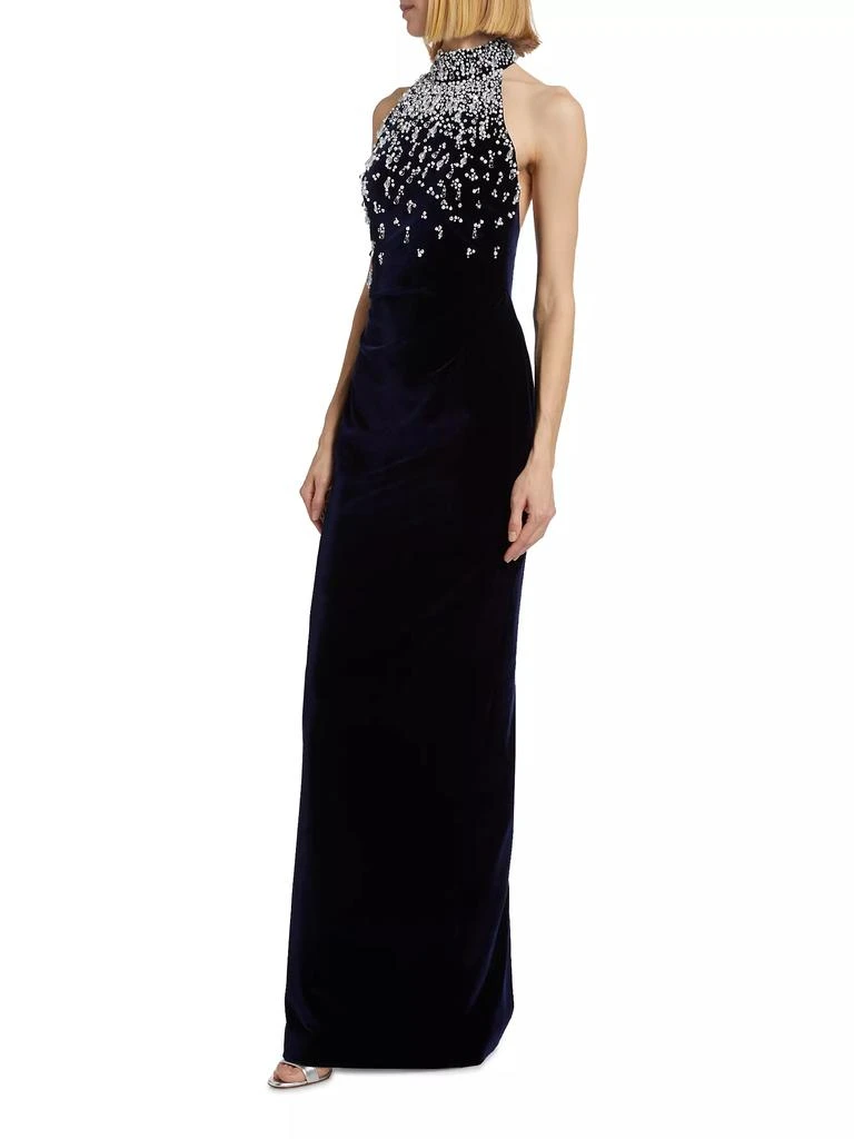 商品Pamella Roland|Beaded Velvet Halter Gown,价格¥27609,第4张图片详细描述