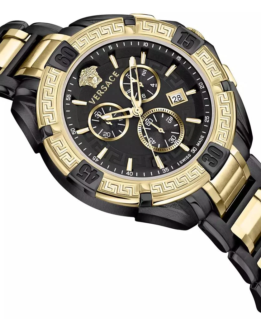 商品Versace|Men's Swiss Chronograph V-Greca Two-Tone Stainless Steel Bracelet Watch 46mm,价格¥6255,第3张图片详细描述