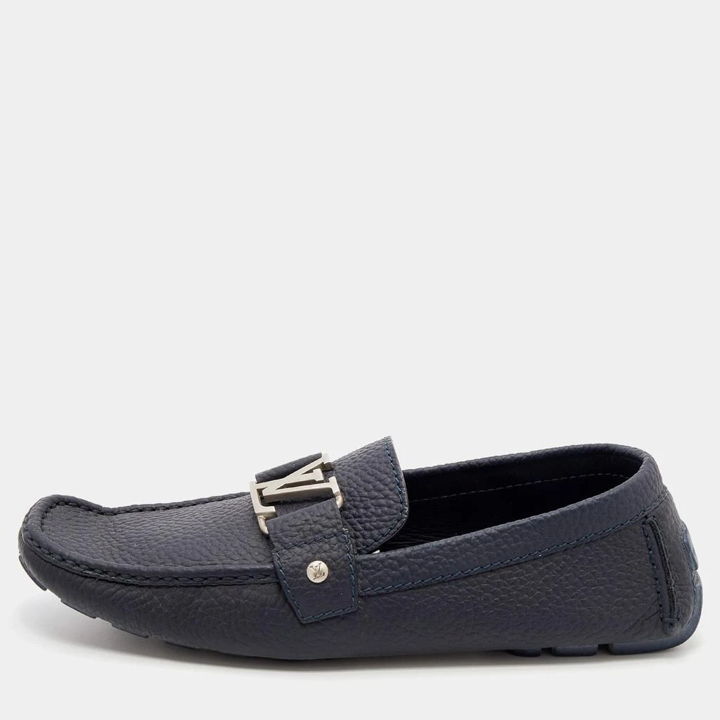 商品[二手商品] Louis Vuitton|Louis Vuitton Navy Blue Leather Montaigne Slip On Loafers Size 41.5,价格¥3850,第1张图片