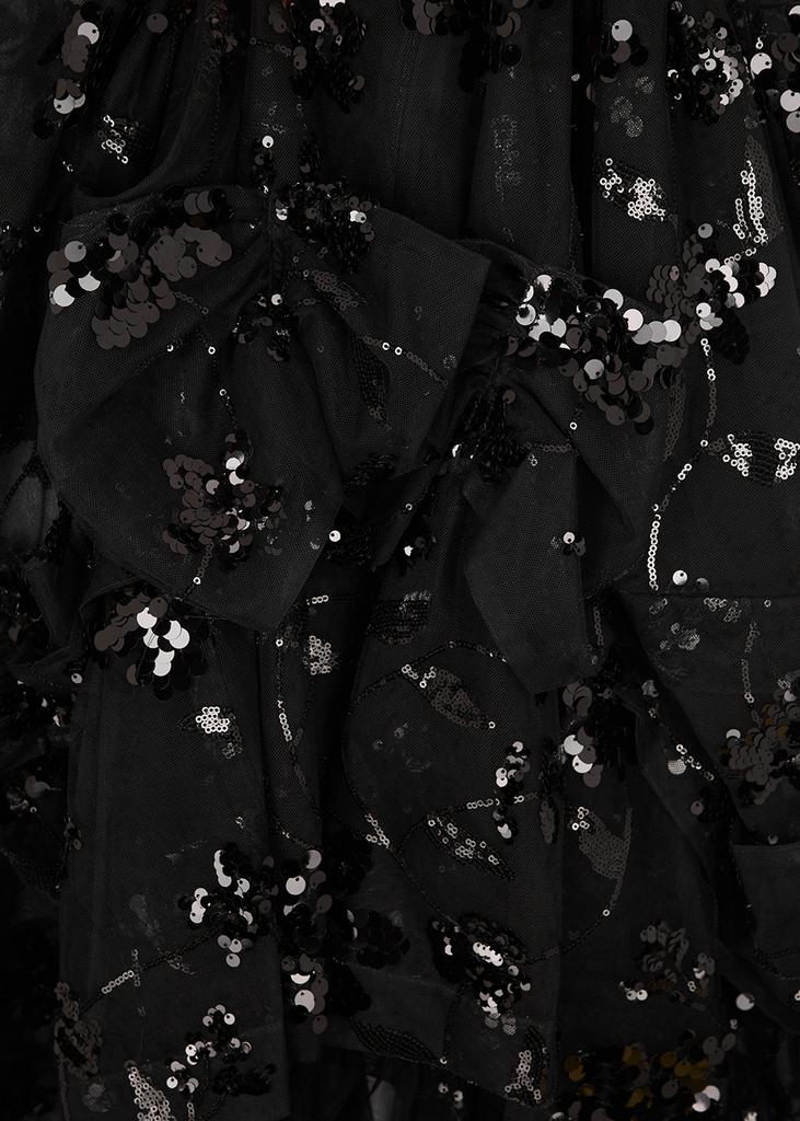 Black sequin-embellished gathered dress商品第5张图片规格展示