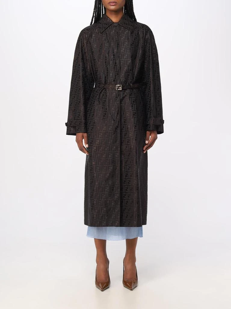 商品Fendi|Fendi trench coat in cotton blend with monogram pattern,价格¥26414,第1张图片