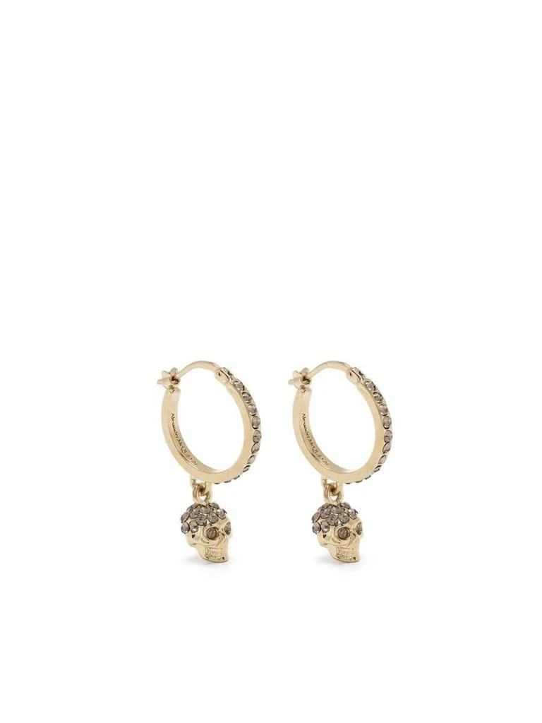 商品Alexander McQueen|ALEXANDER MCQUEEN Palladium Gold Skull Hoop Earrings,价格¥1729,第1张图片