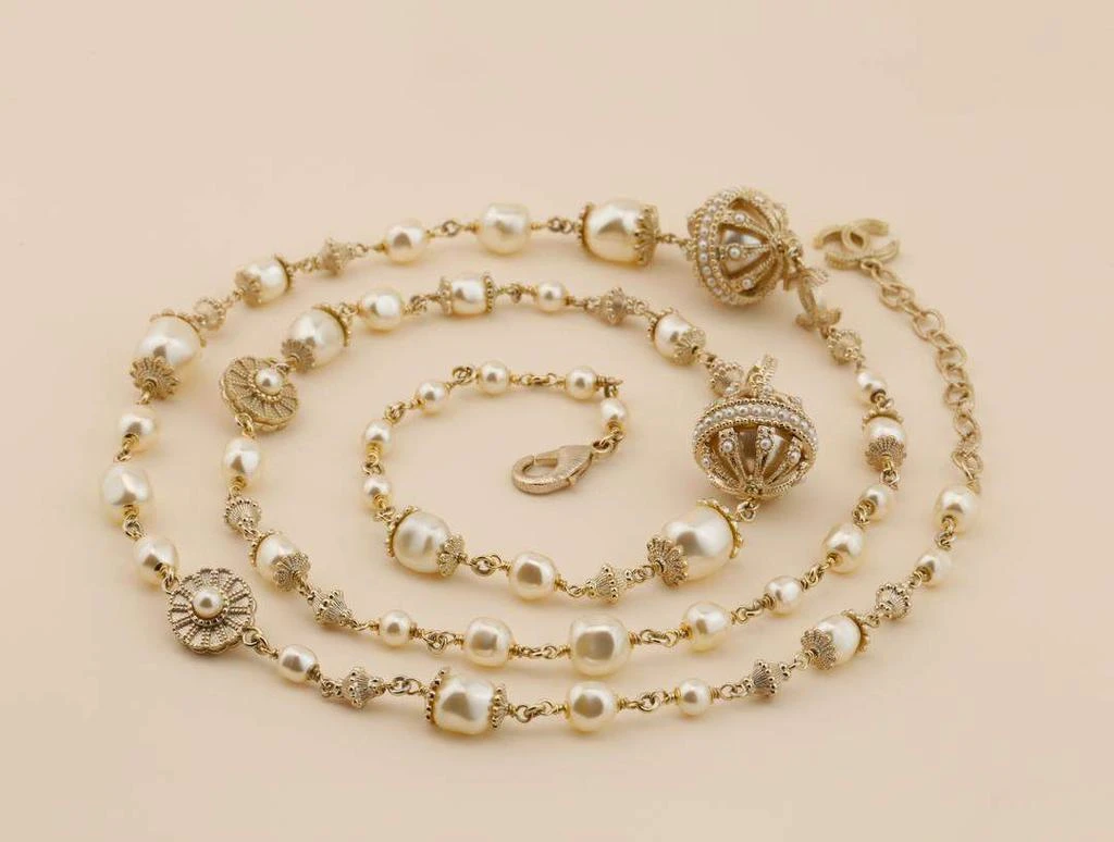 商品[二手商品] Chanel|Chanel CC Logo Paris in Rome Pearl Long Necklace,价格¥22352,第4张图片详细描述