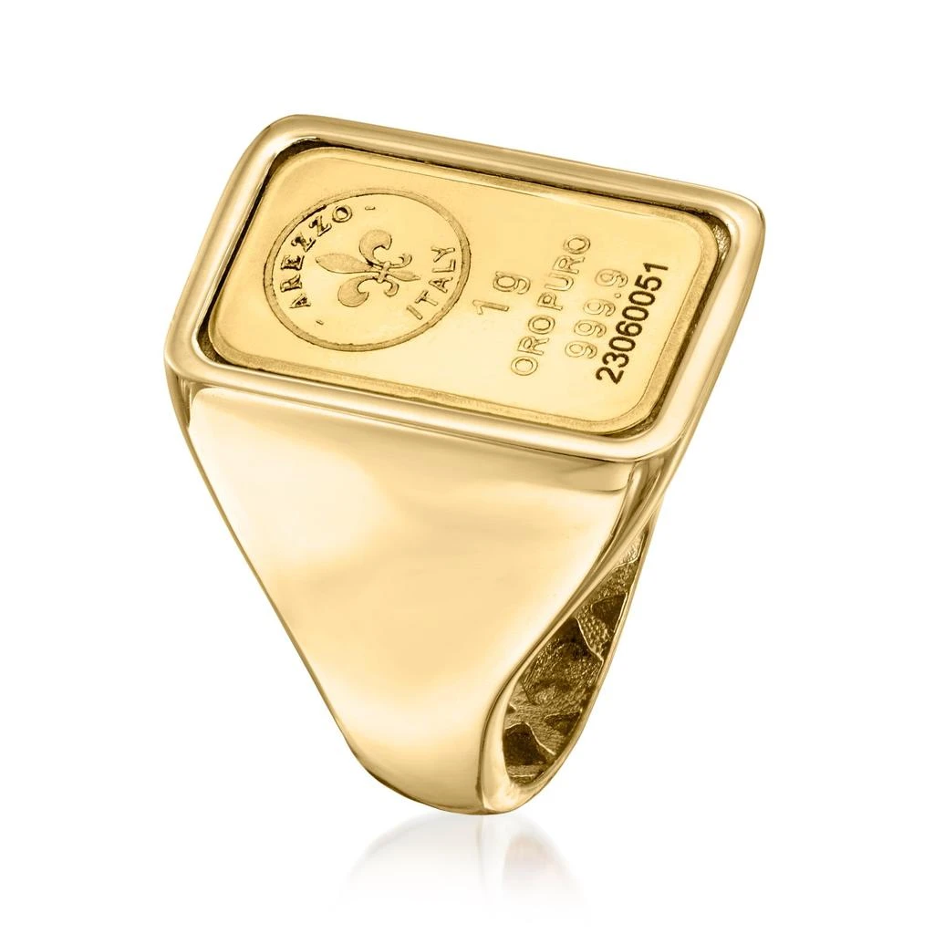 商品Ross-Simons|Italian 24kt Gold Fleur-De-Lis 1-Gram Ingot Signet Ring With 14kt Yellow Gold Band,价格¥7222,第3张图片详细描述