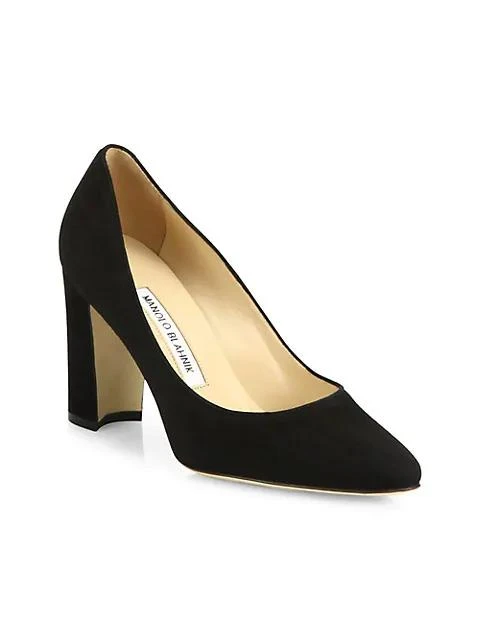 商品Manolo Blahnik|Tucciototo Block-Heel Suede Pumps,价格¥4975,第2张图片详细描述
