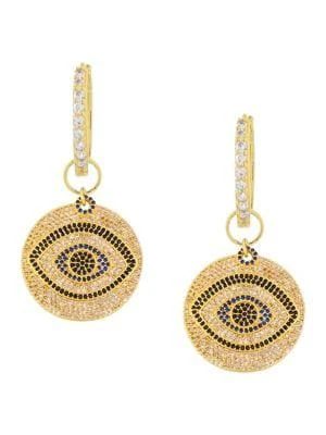 商品Eye Candy LA|Luxe Goldtone & Cubic Zirconia Evil Eye Drop Earrings,价格¥373,第1张图片