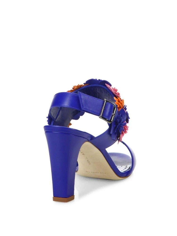 商品Manolo Blahnik|Khanfior 90 Flower Leather Slingback Sandals,价格¥2687,第2张图片详细描述