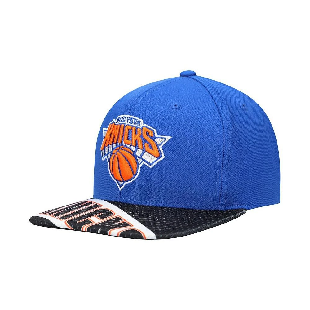 商品Mitchell and Ness|Men's Blue and Black New York Knicks Slash Century Snapback Hat,价格¥240,第1张图片