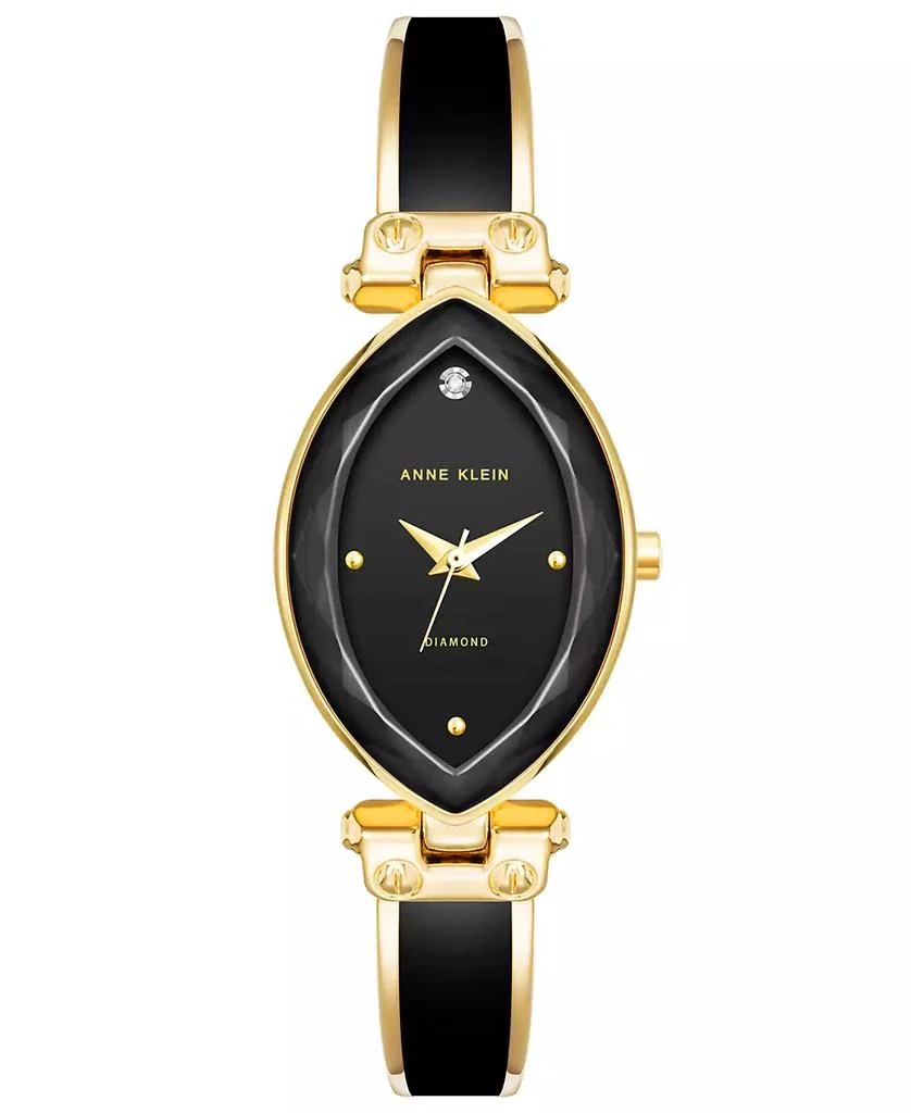 商品Anne Klein|Women's Three-Hand Quartz Gold-Tone Alloy with Black Enamel Bracelet Watch, 24mm,价格¥644,第1张图片