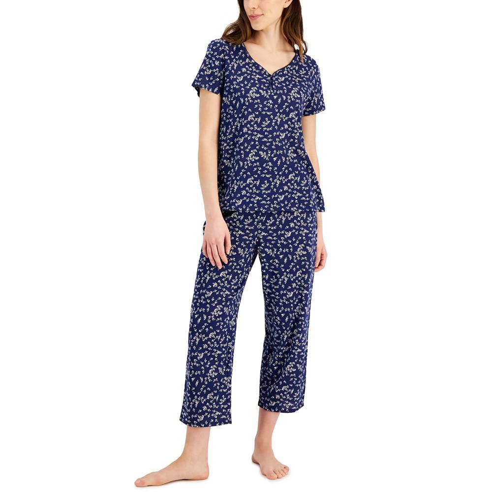 商品Charter Club|Women's Short Sleeve Cotton Essentials Printed Pajama Set, Created for Macy's,价格¥110,第1张图片
