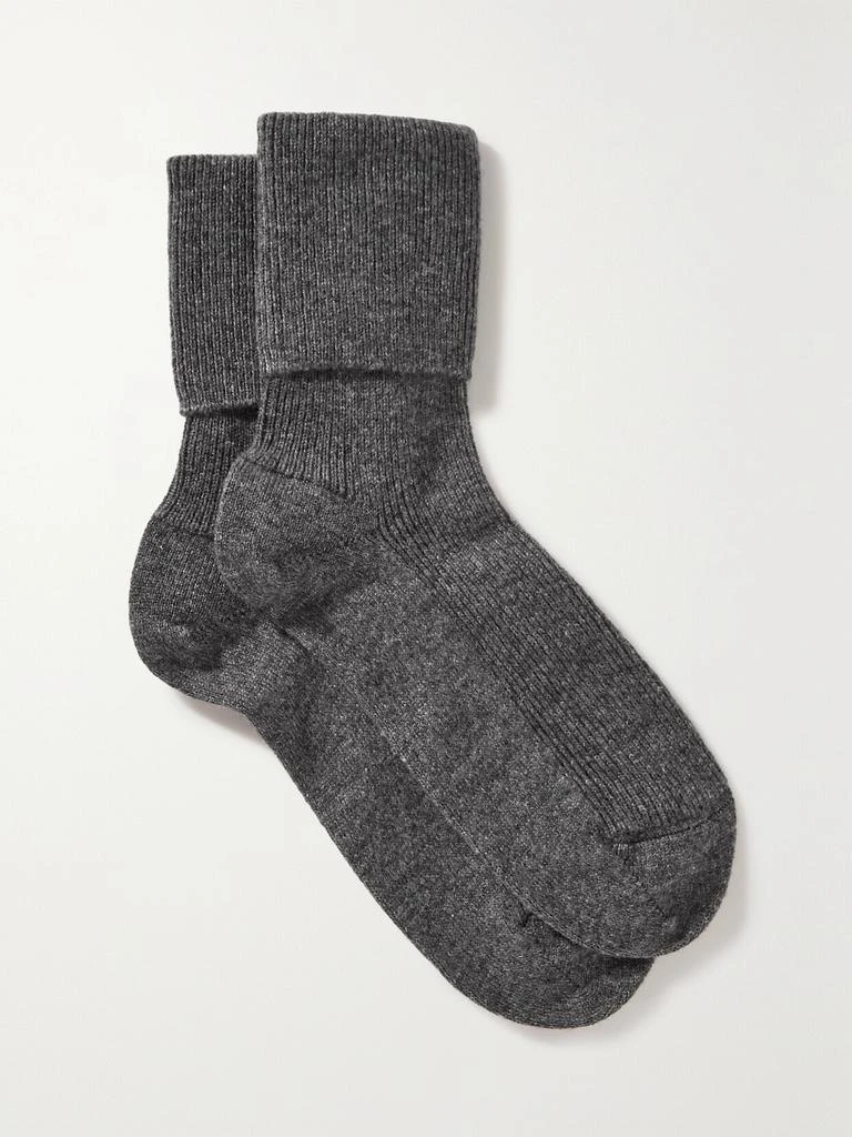商品Johnstons of Elgin|罗纹羊绒混纺袜子,价格¥674,第1张图片