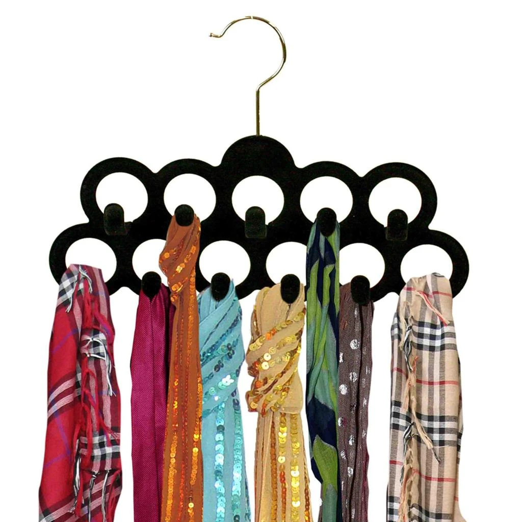 商品Home Basics|Home Basics Slip-Proof Snag-Free 10 Loop Velvet Scarf Hanger with Chrome Plated Steel Hook,,价格¥107,第1张图片