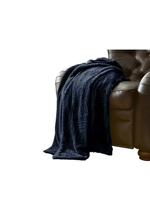 商品Duna Range|Range Treviso Faux Fur Throw With Fret Pattern The Urban Port Blue,价格¥260,第1张图片