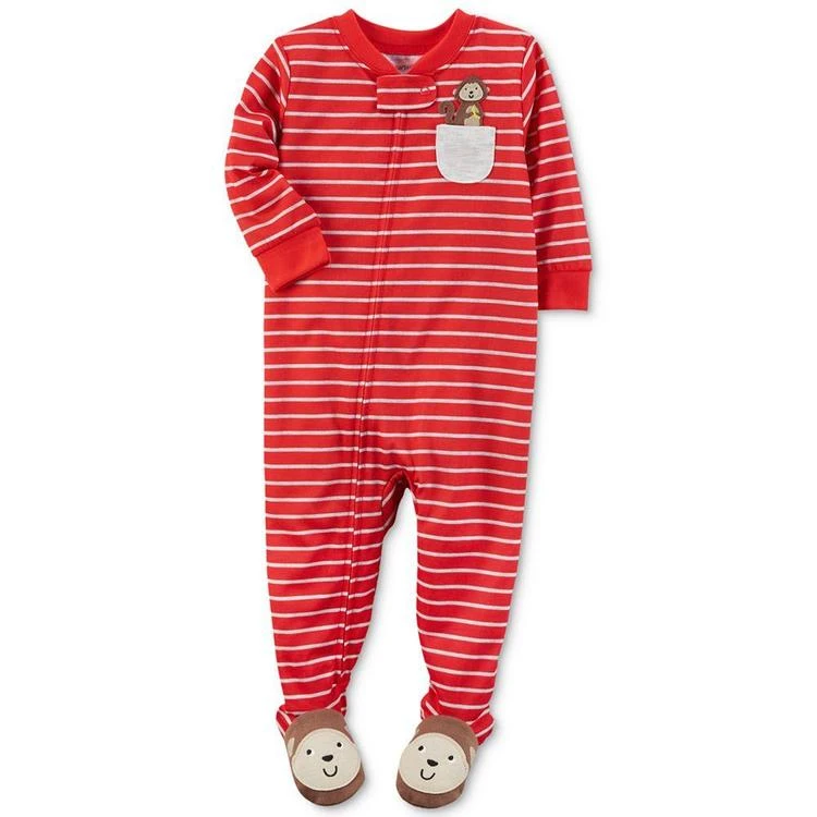 商品Carter's|男婴1-Pc. Striped Monkey-Pocket Footed Pajamas, Baby Boys (0-24 months),价格¥58,第2张图片详细描述